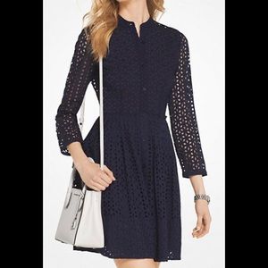 Michael Kors Navy Eyelet Dress